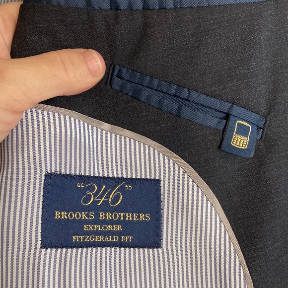 Brooks Brothers Explorer Blazer Mens 44L Gray Wool Stretch Fitzgerald Fit Travel - Picture 11 of 15